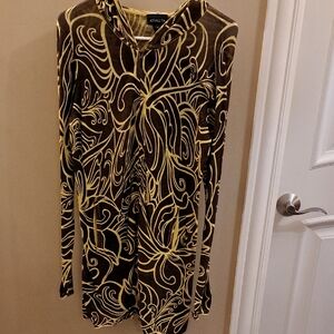 Athleta Brown and Yellow Swirl Hooded Sweater